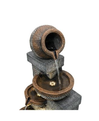 5-Tiers Indoor/Outdoor Garden Water Fountain - 42.5inches Modern Floor-Standing Cascading Water Feature - Suitable for Deck, Patio