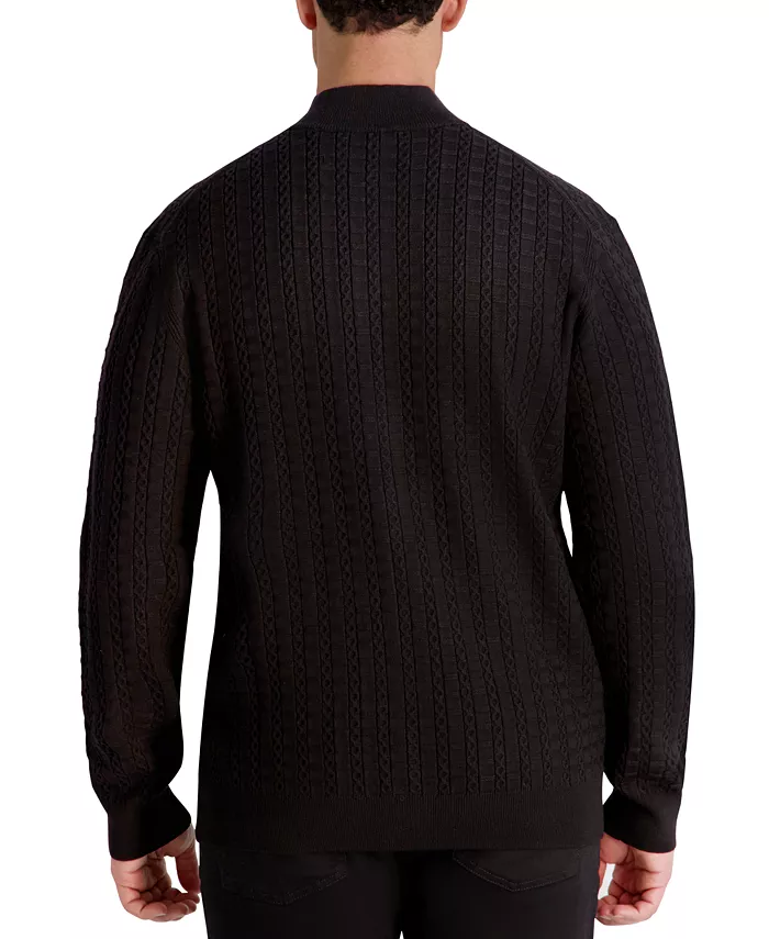 Men's Full Zip Cable Knit Sweater - thumbnail 10