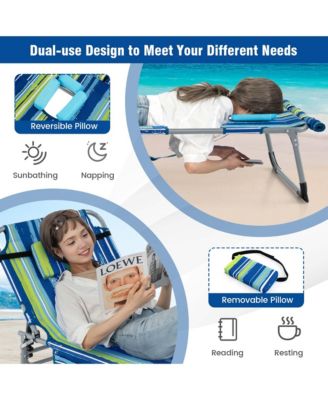 Outdoor Folding Chaise 5-Position Lounge Chair with Adjustable Footrest