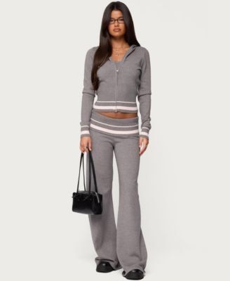Women's Kaliya Stripey Fold Over Knit Pants