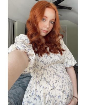 Maternity Ivory Floral Smocked Hi-Low Puff Sleeve Maxi Dress