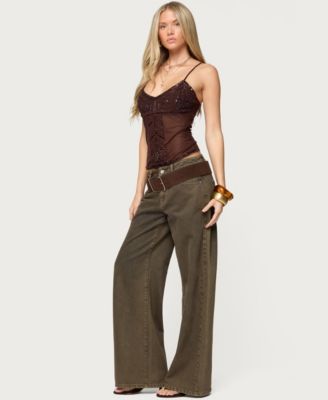 Women's Azelia Beaded Sheer Mesh Top