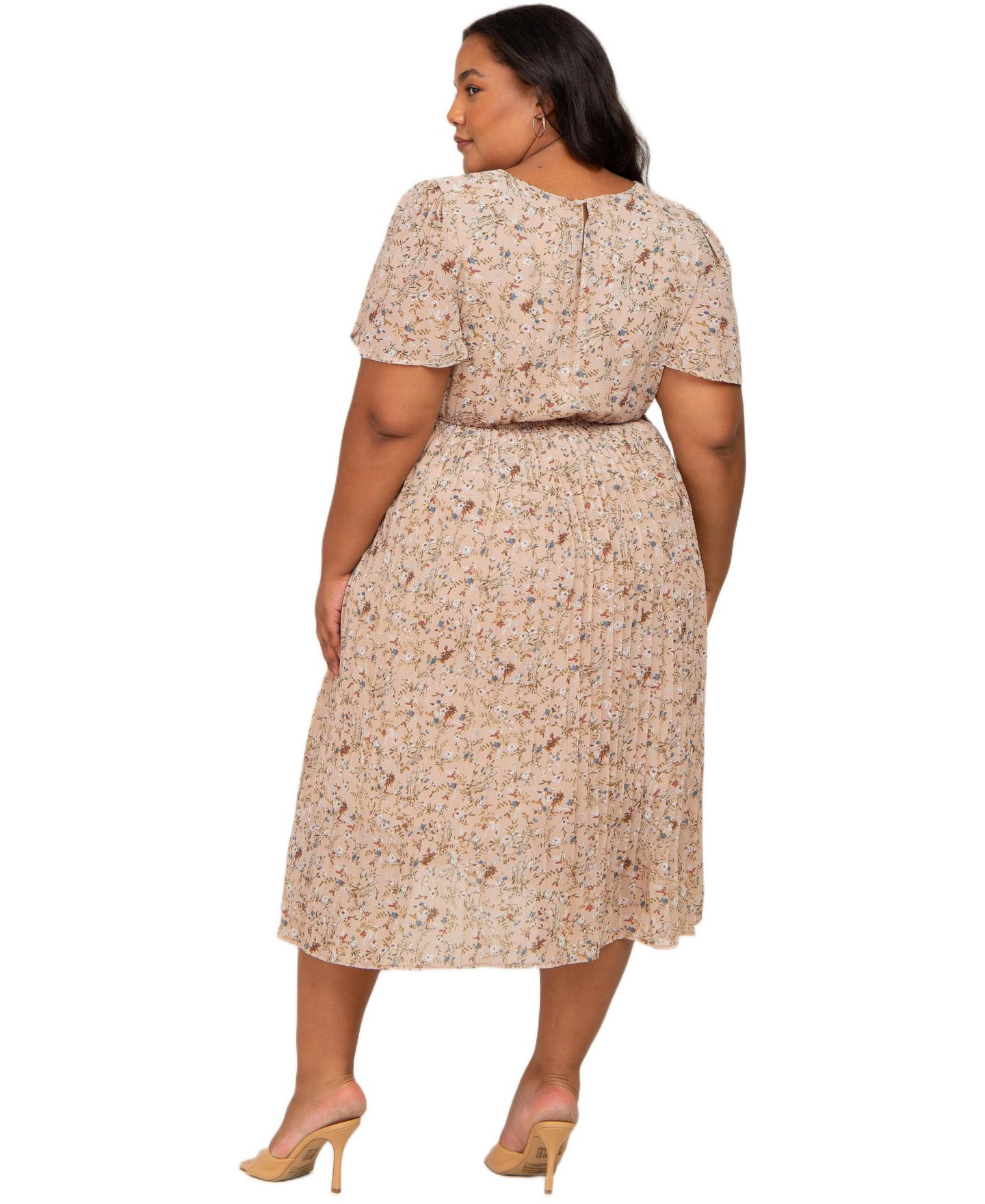 Женское платье Pinkblush Maternity Floral Pleated Chiffon Midi, цвет: Бежевый — фото 4