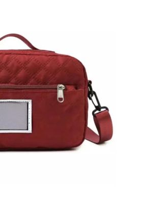 Three-dimensional Diamond Patterned Small Square Tote, Casual Commuting Shoulder Bag with Dry Wet Separation & Double-sided Pockets