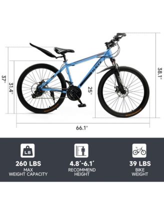 26-Inch 27-Speed Mountain Bike for Adults with Dual Disc Brakes & High-Carbon Steel Frame, Suspension Fork