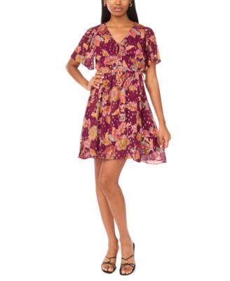 MSK - Women's Short Flutter Sleeve Mini Wrap Dress