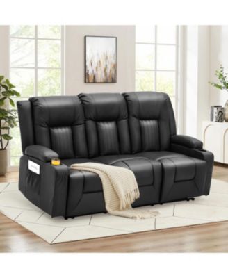 3 Seater Reclining Sofa with 2 Cup Holders&Side Pockets