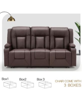 3 Seater Reclining Sofa with 2 Cup Holders&Side Pockets