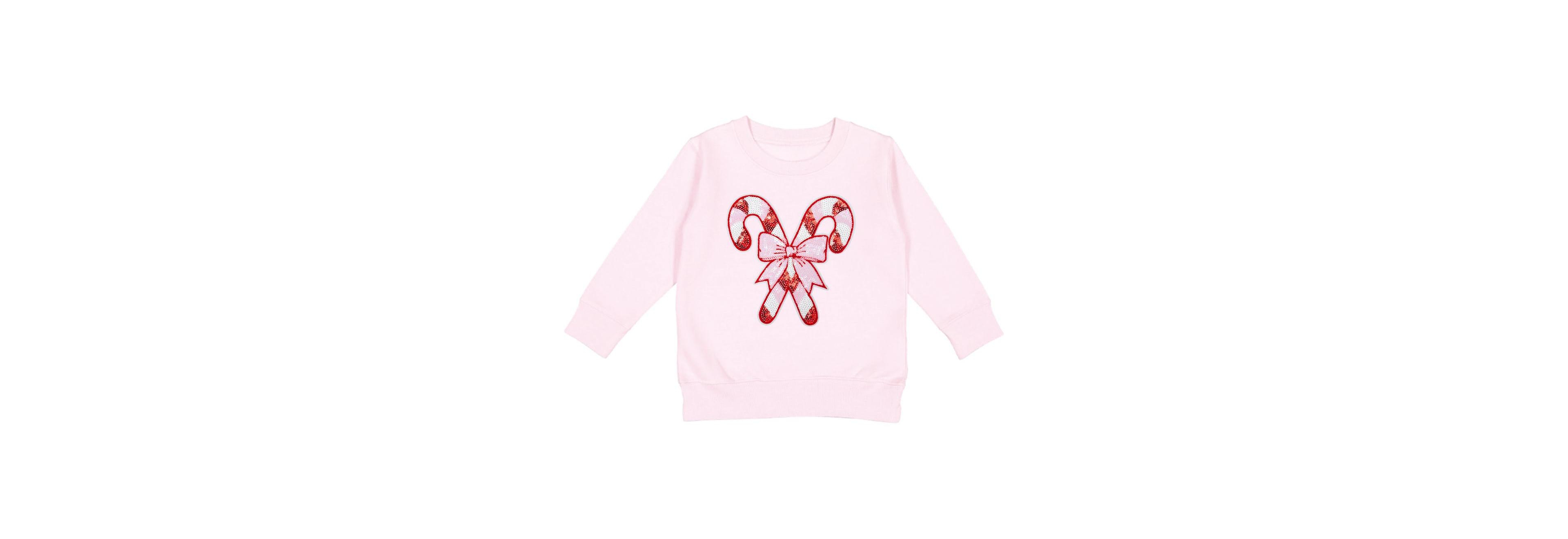 Sweet Wink Little and Big Girls Candy Cane Patch Christmas Sweatshirt