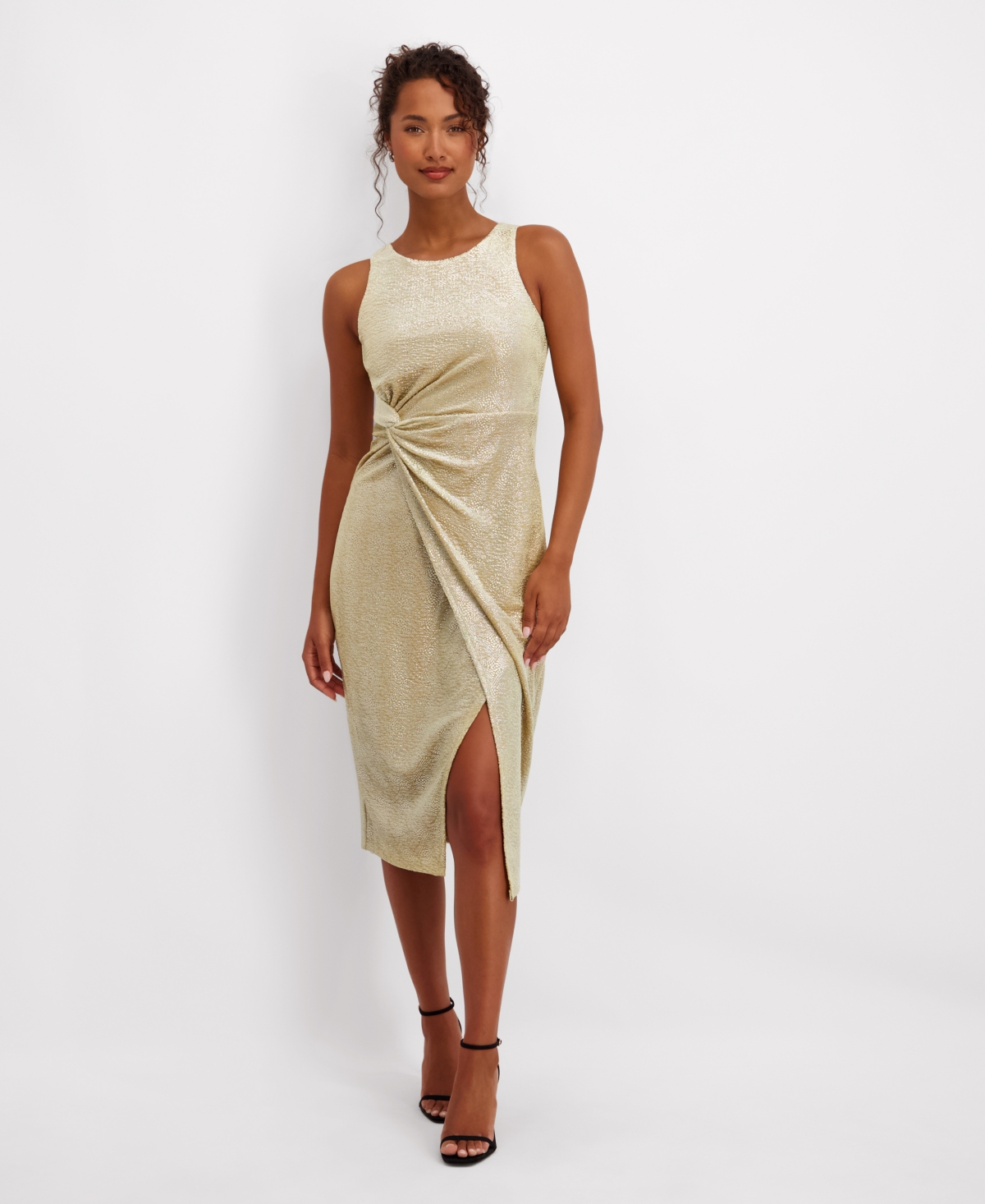 Siena Women's Foiled Sleeveless Dress In Gold