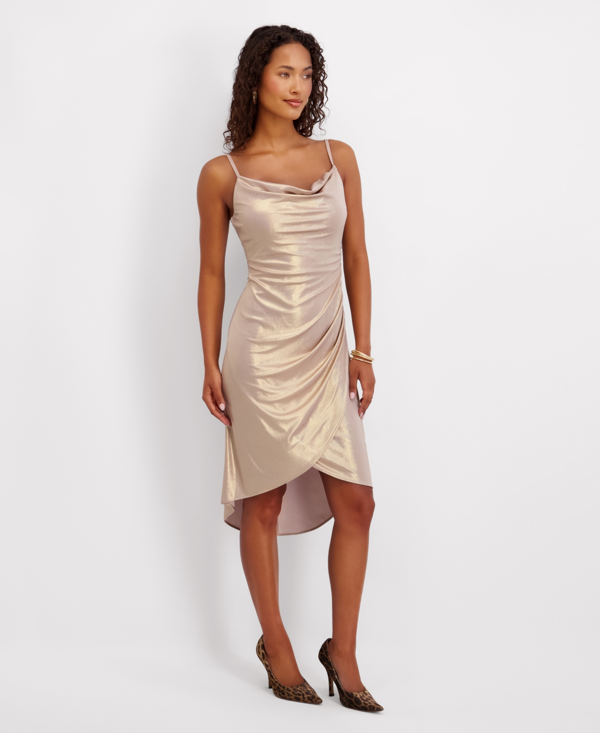 Siena Women's Foiled Sleeveless Midi Dress In Gold