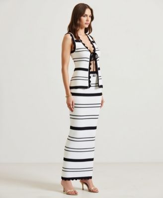 Women's Striped Knit Top & Maxi Skirt Two-Piece Set