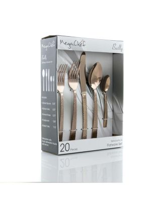 Baily 20 Piece Flatware Utensil Set, Stainless Steel Silverware Metal Service for 4