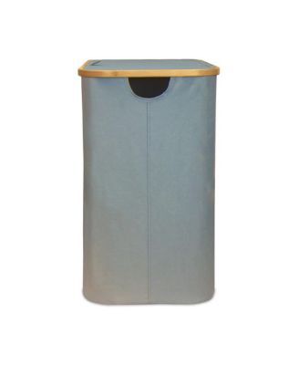 Double Soft Sided Laundry Hamper Sorter With Bamboo Rim Lid