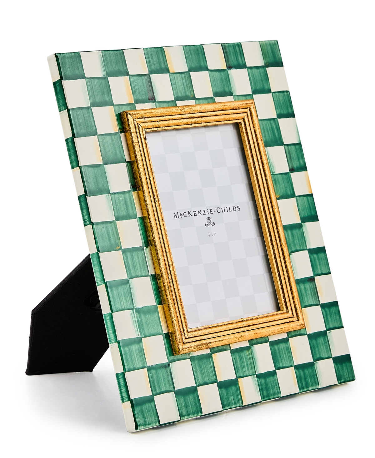 Mackenzie-childs Emerald Check 4" X 6" Frame In Green