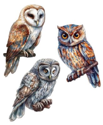 Night Owls Wooden Clip-on Ornaments, Set of 3