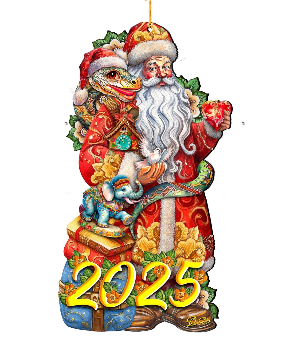 Designocracy 2025 Dated: Santa With Snake Ornament In Multi