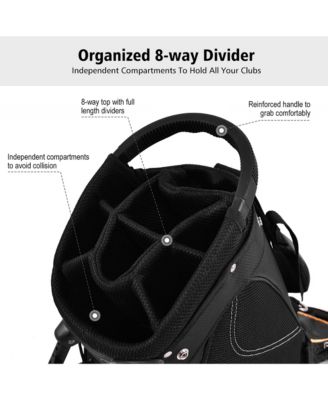 Golf Stand Bag Portable Lightweight Golf Carry Club Bag w/ 8-way Divider