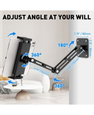Tablet Wall Mount Holder for iPad, 360°Rotation Adjustable Tablet Stand Holder with Aluminum Extendable Arm, for All 4.7-13" Phones & Tablets