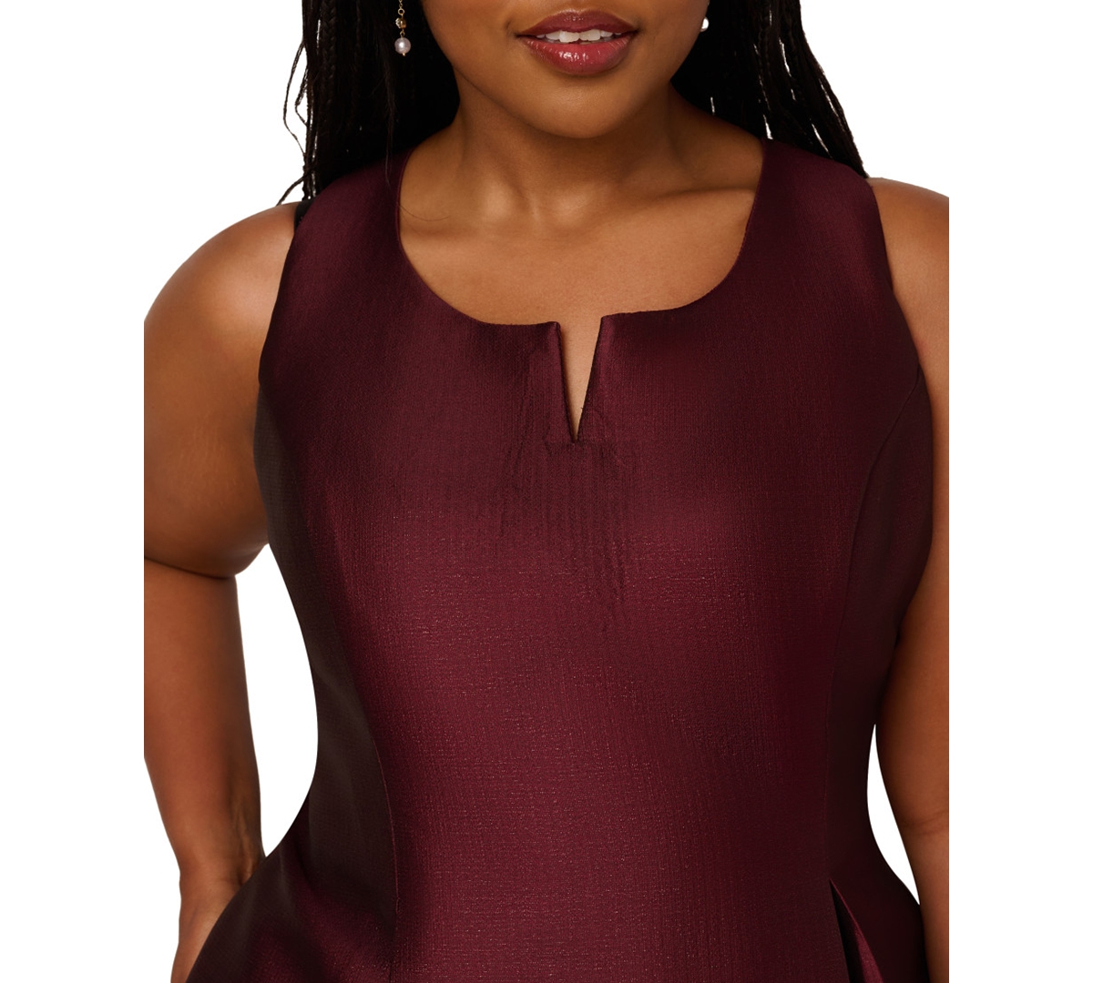 Adrianna Papell Plus Size Twist Crepe V-neck Short Dress In Brown