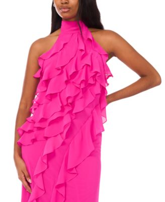 Women's Chiffon Sleeveless Long Halter Dress