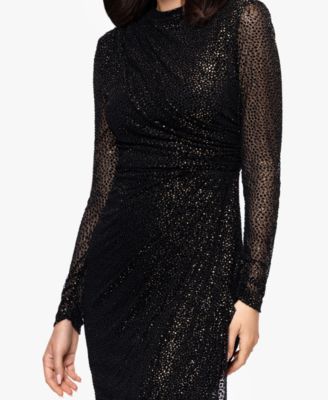 Petite Velvet Burnout Long Sleeve Gown