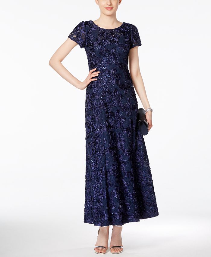 Alex Evenings Petite Rosette Lace A-Line Gown & Reviews - Dresses ...