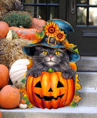 Black Cat Pumpkin Holiday Door D&eacute;cor