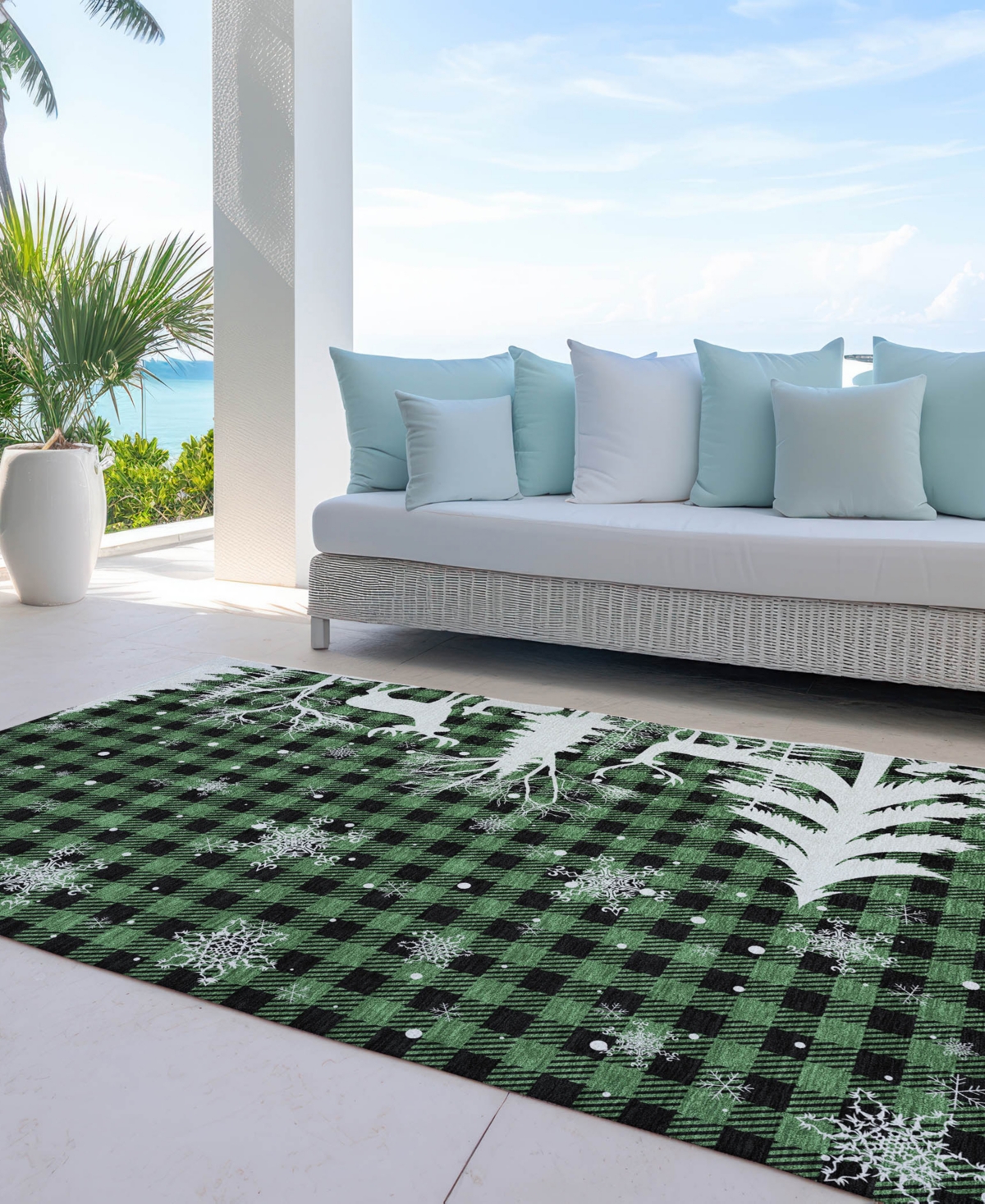 Addison Holiday Washable Indoor/outdoor Acn1824 10'x14' Area Rug In Green