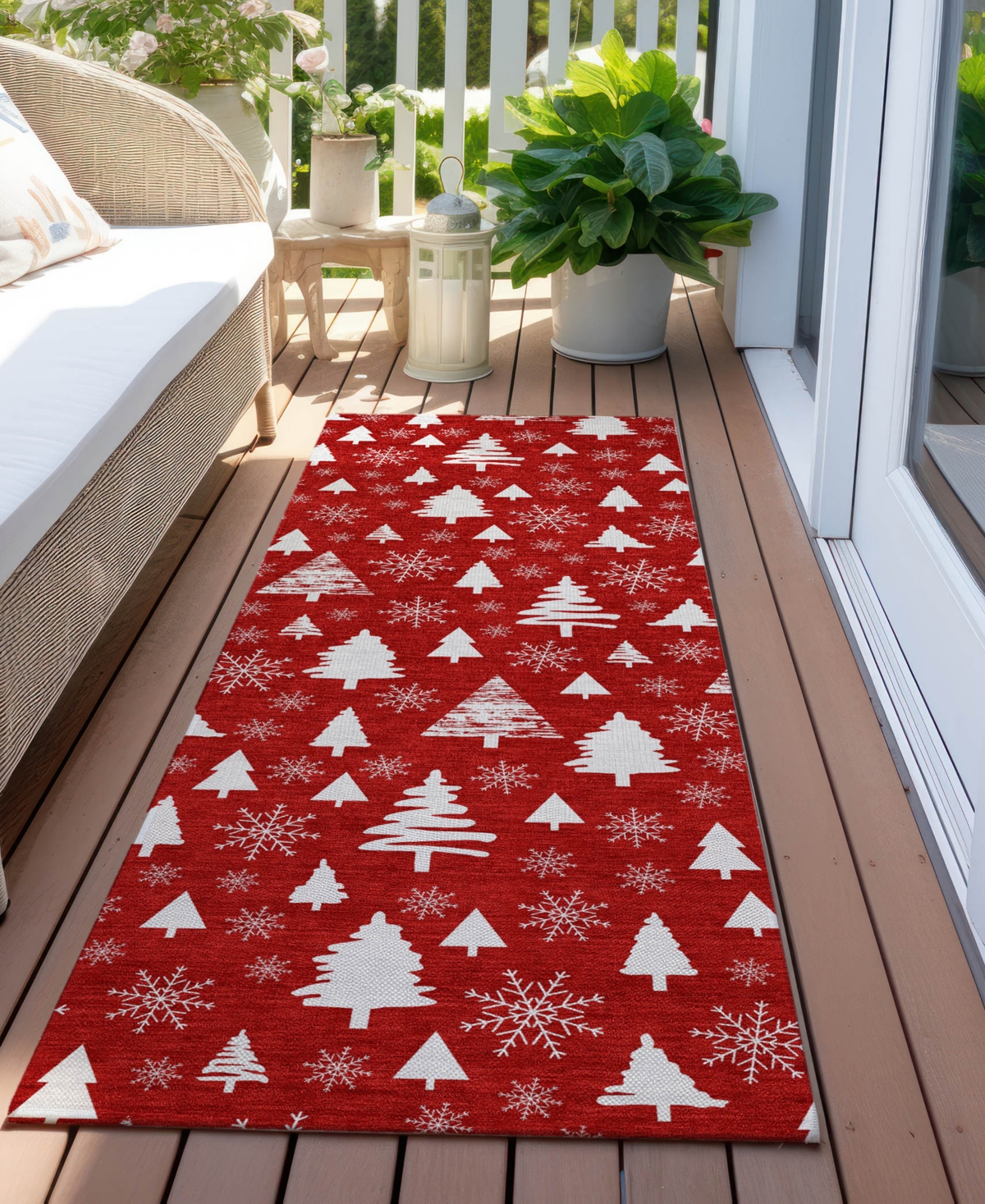 Addison Holiday Washable Indoor/outdoor Acn1815 2'3"x7'6" Runner Area Rug In Red