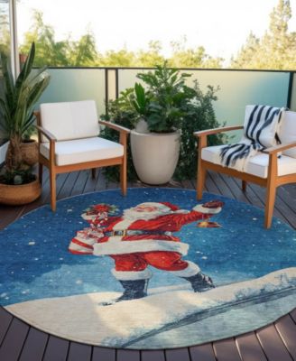 Holiday Washable Indoor/Outdoor ACN1807 8'x8' Round Area Rug