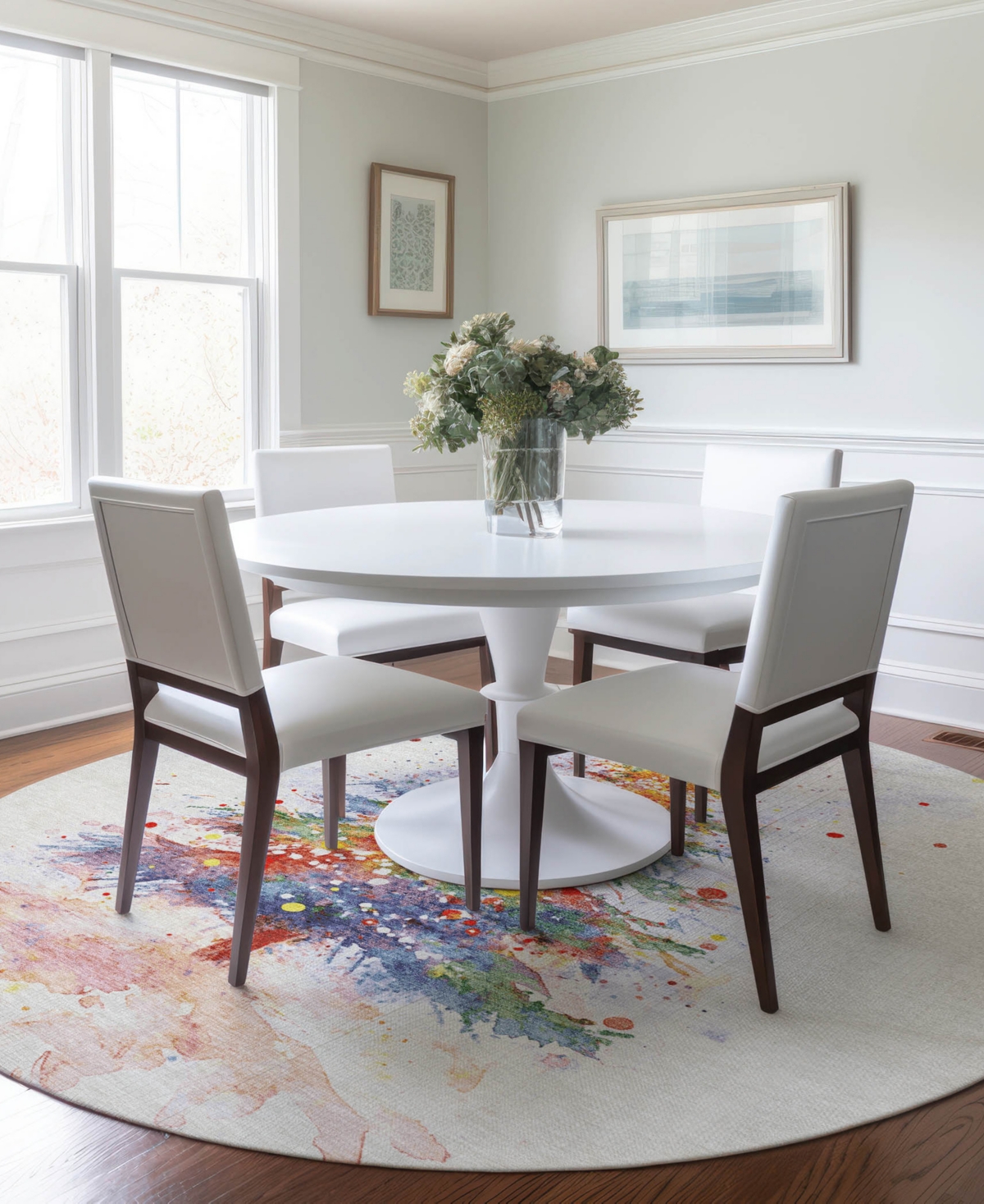 Addison Holiday Washable Indoor/outdoor Acn1809 8'x8' Round Area Rug In White