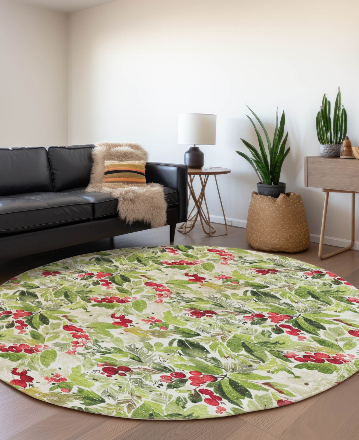 Addison Holiday Washable Indoor/outdoor Acn1816 8'x8' Round Area Rug In Green