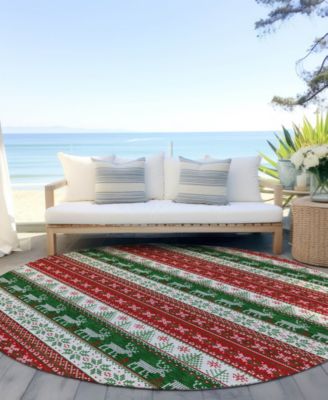 Holiday Washable Indoor/Outdoor ACN1818 8'x8' Round Area Rug
