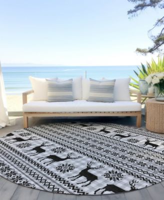 Holiday Washable Indoor/Outdoor ACN1820 8'x8' Round Area Rug