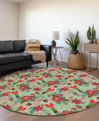 Holiday Washable Indoor/Outdoor ACN1822 8'x8' Round Area Rug