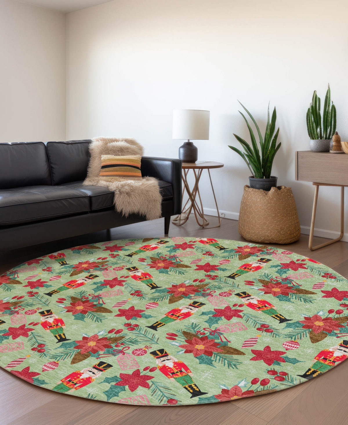 Addison Holiday Washable Indoor/outdoor Acn1822 8'x8' Round Area Rug In Green