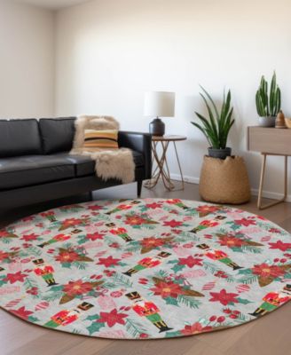 Holiday Washable Indoor/Outdoor ACN1822 8'x8' Round Area Rug