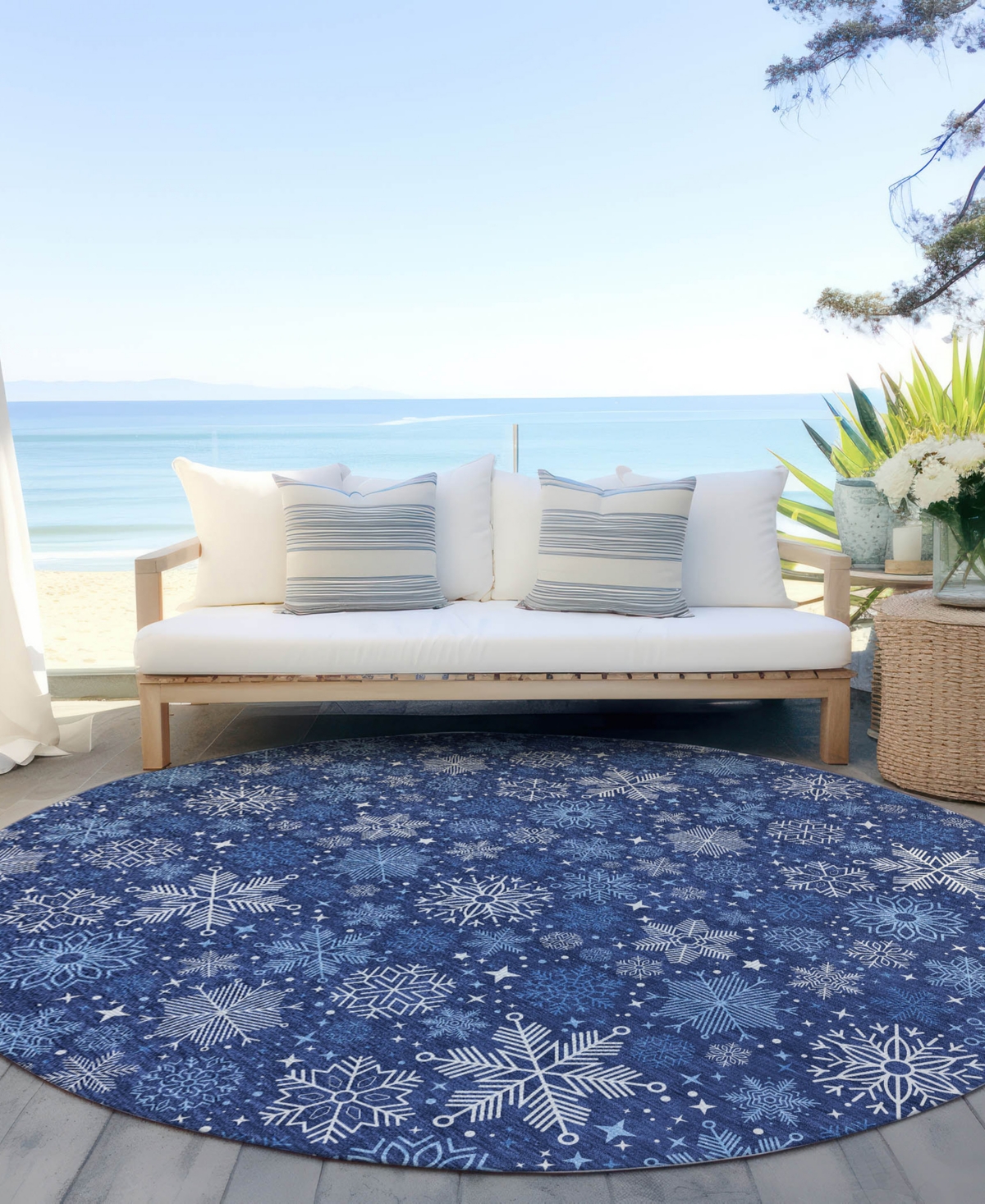 Addison Holiday Washable Indoor/Outdoor ACN1823 8'x8' Round Area Rug