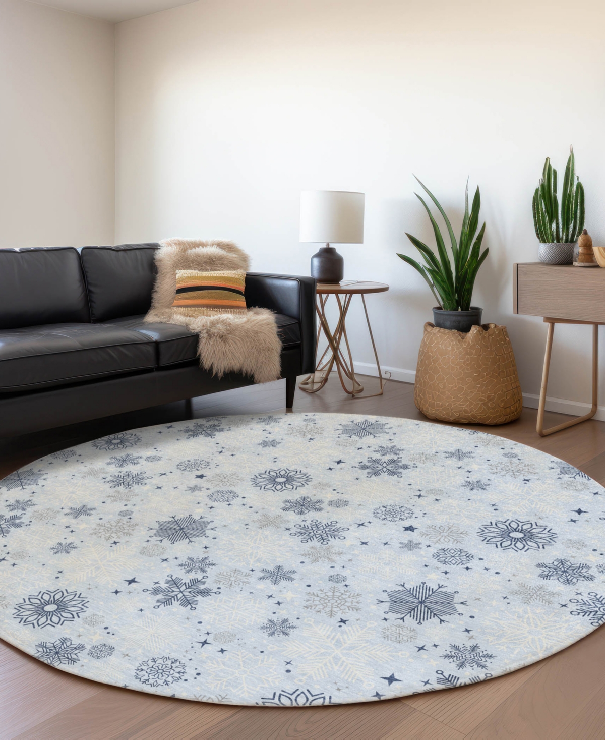 Addison Holiday Washable Indoor/outdoor Acn1823 8'x8' Round Area Rug In Blue