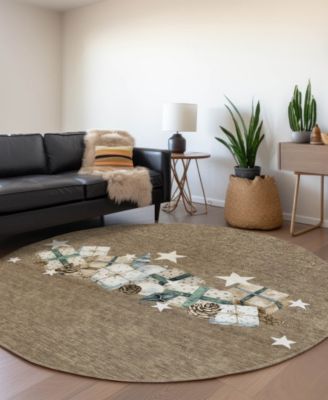 Holiday Washable Indoor/Outdoor ACN1825 8'x8' Round Area Rug