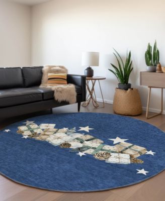 Holiday Washable Indoor/Outdoor ACN1825 8'x8' Round Area Rug