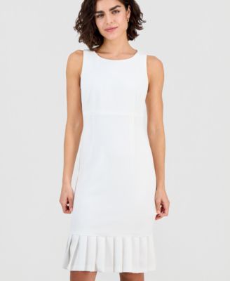 Women's Stretch-Crepe Pleat-Hem Sheath Dress, Regular & Petite 