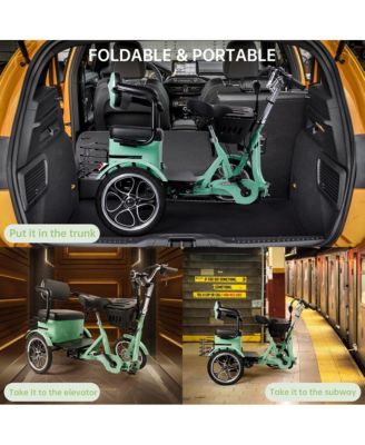 Foldable Electric Tricycle for Adults E-Trike with 400W Motor, 34-Mile Range & Comfortable Rear Seat | Speed Limit for Safety