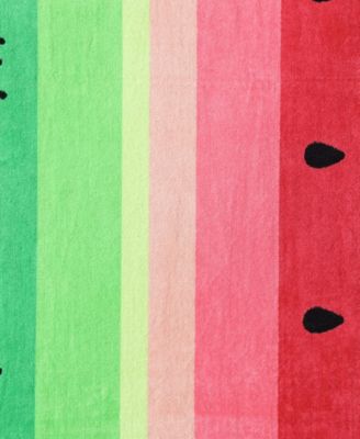 Watermelon Stripe Printed Cotton Blend Beach Towel, 36" x 72"