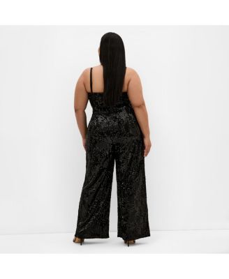 Plus Size Glimmer Sequin Strapless Jumpsuit