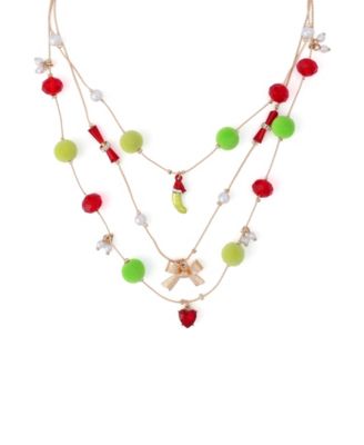 Faux Stone Santa Baby Pickle Layered Necklace