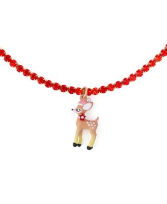 Faux Stone Santa Baby Reindeer Pendant Necklace
