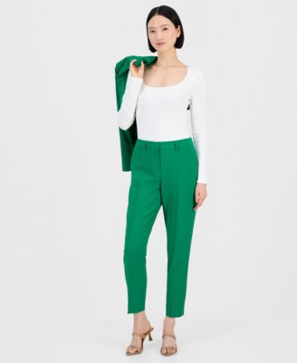 Women's Belted Asymmetrical Jacket & Slim-Fit Pantsuit Set