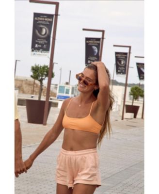 Women's Tangerine Squeeze Lace up Crop Bikini Top